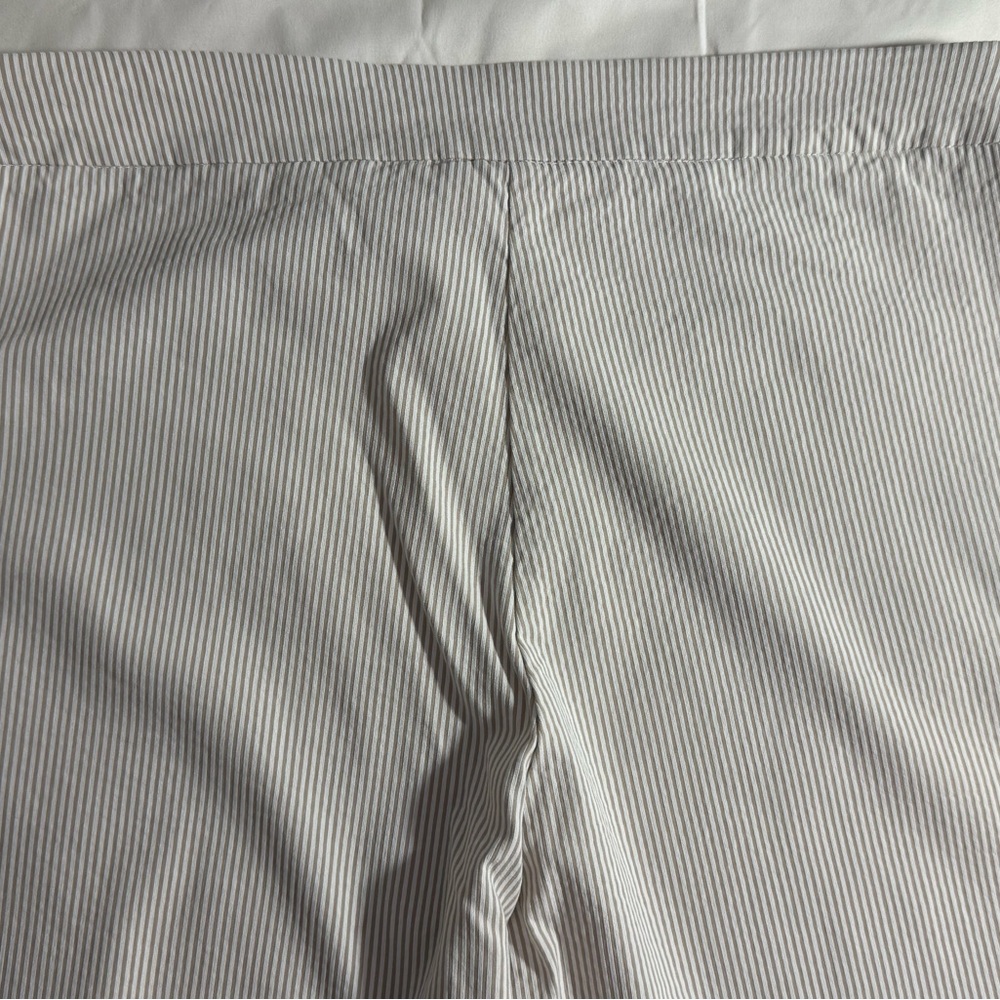 Zac & Rachel Ankle Pull on High Rise Pants Thin Vertical Beige/Cream Stripes S12 - Picture 8 of 9